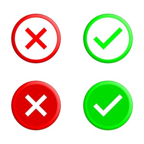 Premium Vector D Icon Check Mark And Cross Red Wrong Symbol And