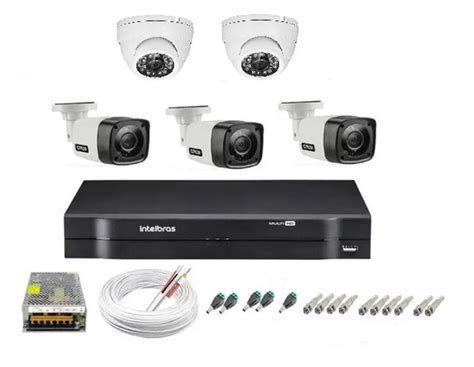 Kit cftv 5 cameras de segurança hd dvr 8ch Intelbras full hd