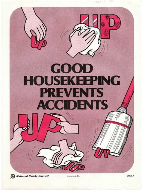 Vintage Work Safety Poster Good Housekeeping Prevents Accidents