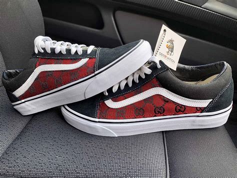 CUSTOM RED GG VANS OLD SKOOL Derivation Customs Custom Sneakers