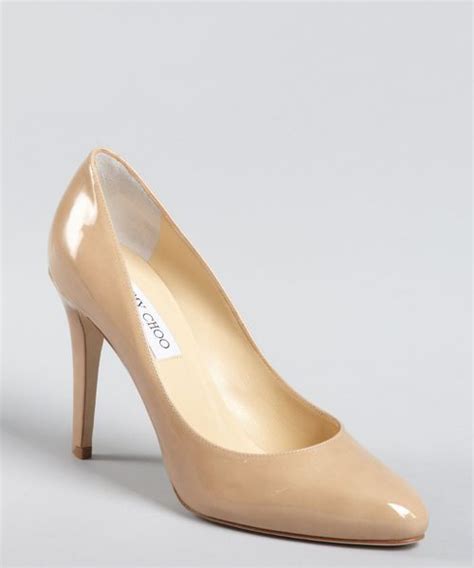 Nude Patent Leather Point Toe Pumps Replica Jimmy Choo