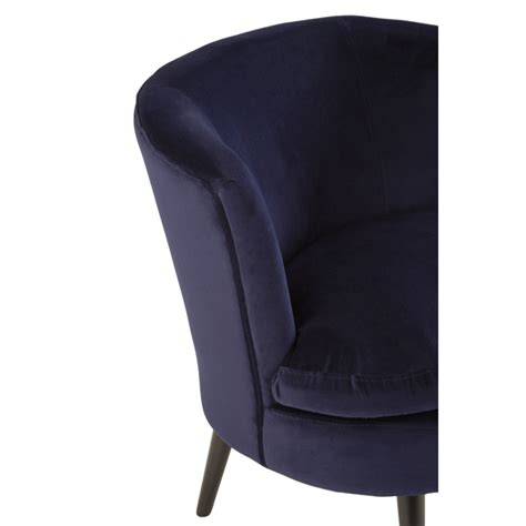 Newark Plush Round Armchair Midnight Velvet Birchwood Legs Dejavu