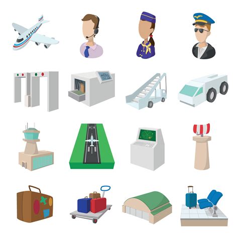 Airport cartoon icons 9024413 Vector Art at Vecteezy