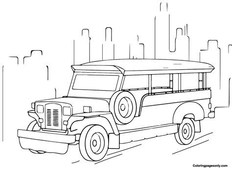 Jeepney Drawing Easy Coloring Page Free Printable Coloring Pages