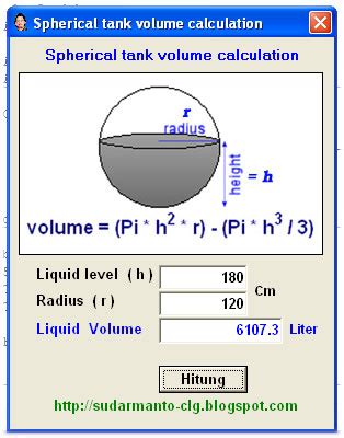 Catatan Sudarmanto Partially Filled Spherical Tank Calculator