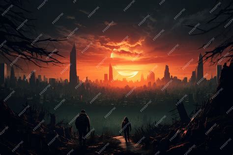 Premium Photo | Cyberpunk Post Apocalyptic City in ruins Glowing Neon ...