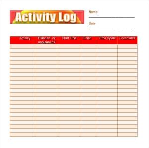 10+ Daily activity log templates - Word Excel PDF Formats