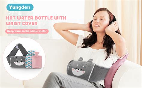 Yungden Hot Water Bottle CM Cute Waist Belt Hot Water Bag With Soft Cover Detachable Body