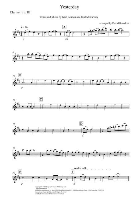 Clarinet Sheet Music For Beginners Beatles