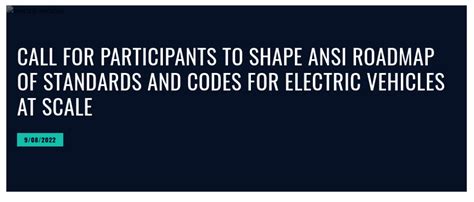 Ev Charging Standards Ansi Roadmap Of Standards And Codes