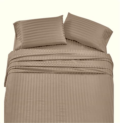 The Great American Store Bed Sheet Set - 4 Piece King Stripe Taupe ...