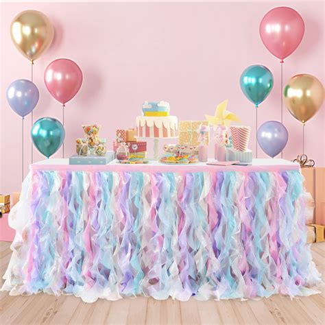 Unicorn Rainbow Curly Willow Table Skirt Tulle Table Skirt For