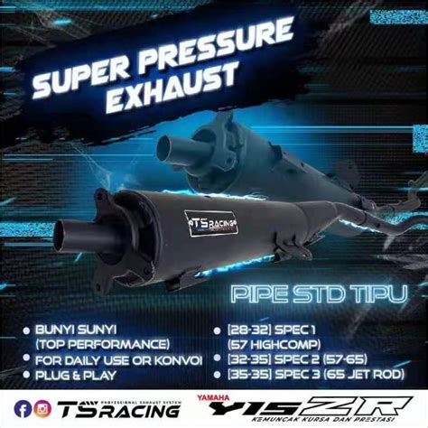 Ts Racing Exhaust Super Back Pressure Rsx Y Zr X Mm Mm Senyap