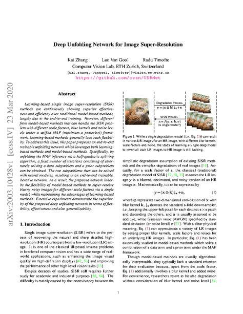 Artigo SISR Deep Learning - Deep Unfolding Network for Image Super