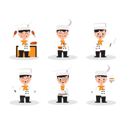 Flat Character Set Vector Design Images Set Of Chef Man In Cute