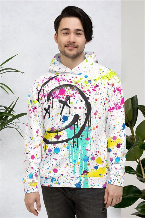 Graffiti Hoodie Unisex Hoodie With All Over Paint Splatter Etsy