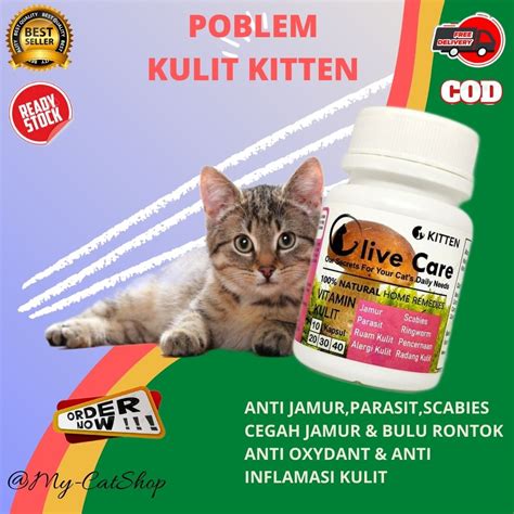 jual olive care vitamin kucing problem kulit kitten jamur parasit