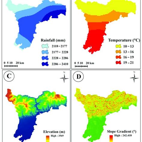 Suitability Thematic Layers For Tea Plantations A Rainfall B