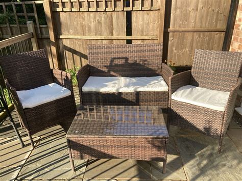 Brown Rattan Garden Furniture Set 3 Or 4 Piece Ebay