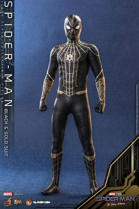 Hot Toys MMS Spider Man No Way Home Th Scale Spider Man Black Gold Suit