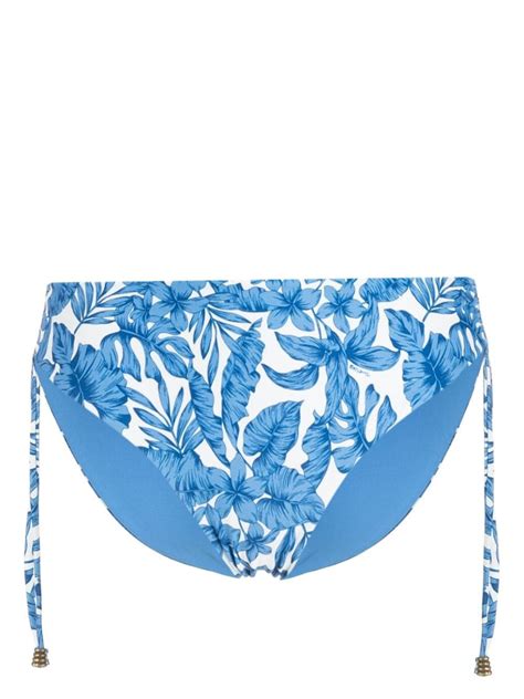 TWINSET St Palm Hawaiian Print Bikini Bottoms Blue Editorialist