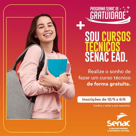 Inscrições para 13 7 mil vagas gratuitas em cursos técnicos do Senac