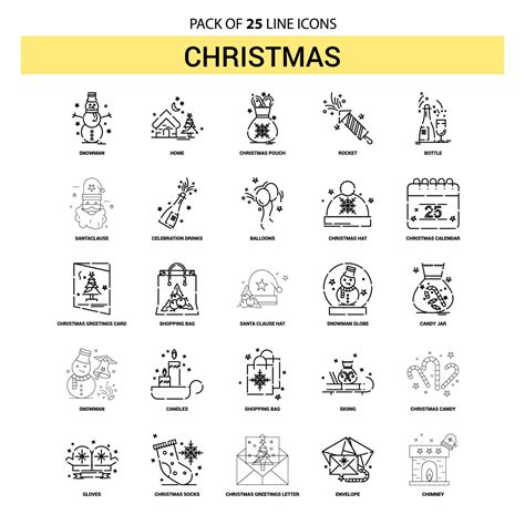 Christmas Line Icon Set Dashed Outline Style Vector Art At