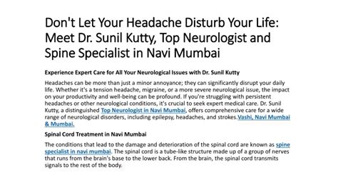 PPT Don T Let Your Headache Disturb Your Life Meet Dr Sunil Kutty