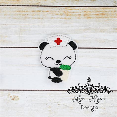 Nurse Panda Feltie Ith Embroidery Design File Miss Meggie Designs