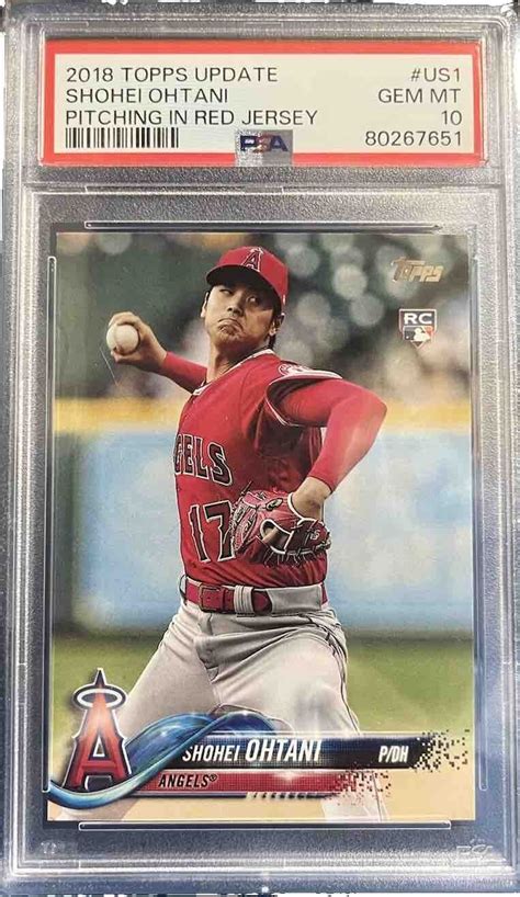 Shohei Ohtani Rc 2018 Topps Update Pitching In Red Jersey Rookie Card