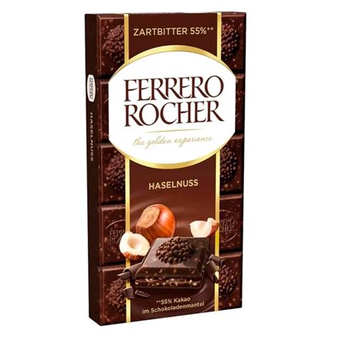 Шоколад Ferrero Rocher темный 55% c фундуком 90 г купить по выгодной ...
