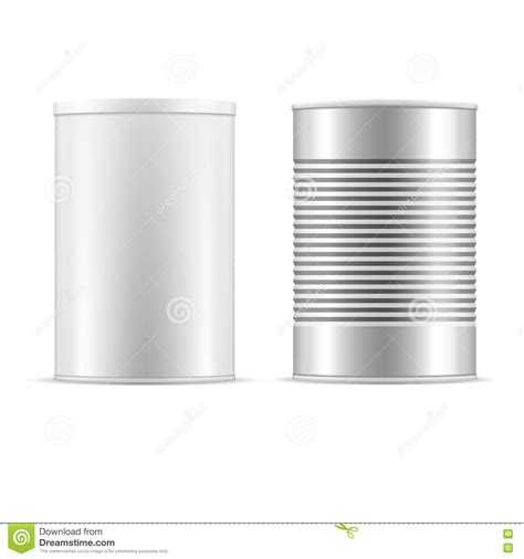 Set Of Tin Cans White Tin Can With Cap Stock Vector Illustration Of