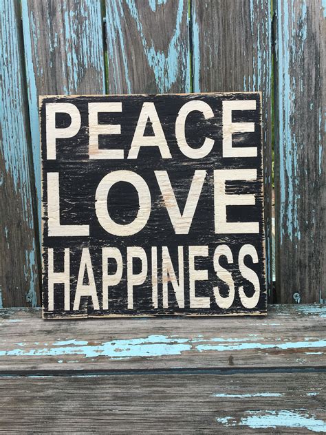 PEACE LOVE HAPPINESS, Painted Wood Sign - Etsy