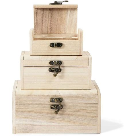 Bright Creations Unfinished Wood Box Set With Lid Wooden Jewelry