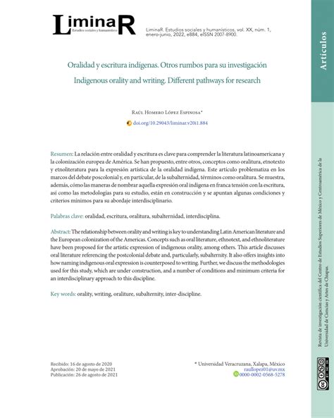 Pdf Oralidad Y Escritura Ind Genas Otros Rumbos Para Su Investigaci N