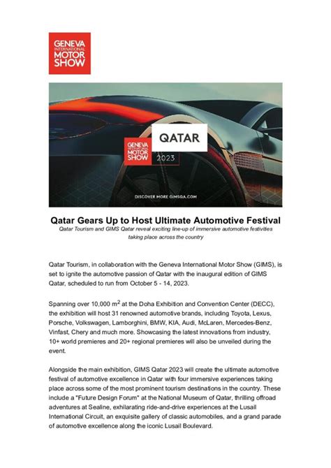 Press Release Qatar Tourism And Gims Announce The Start Of Gims Qatar