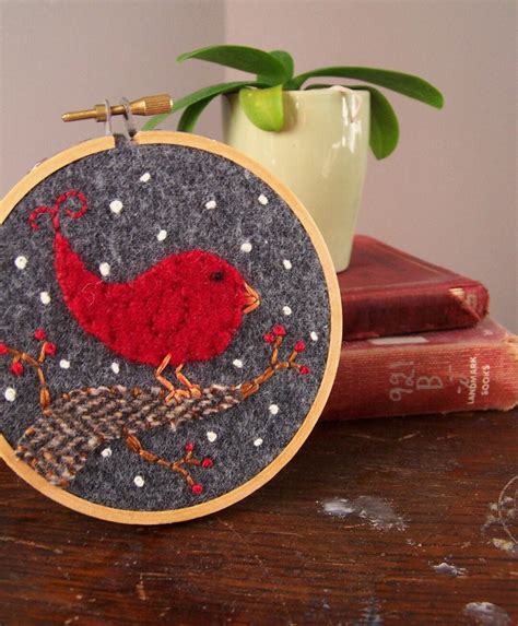 Holiday Bird Embroidery Hoop - Etsy