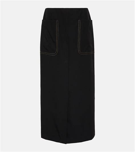 Buy Dries Van Noten High Rise Wool Midi Skirt Black At 30 Off