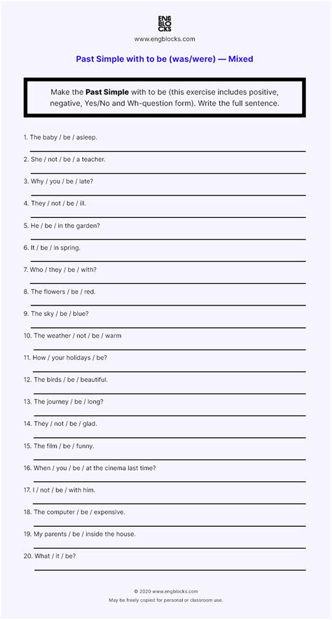 A Printable Worksheet For Reading The Past Simple With Its Own Words