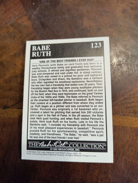 1992 Megacards The Babe Ruth Collection 12 Babe Ruth For Sale Online