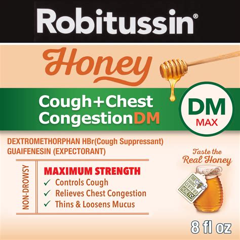 Robitussin Maximum Strength Honey Cough Chest Congestion Dm Cough