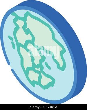 Pangaea Earth Continent Map Isometric Icon Vector Illustration Stock