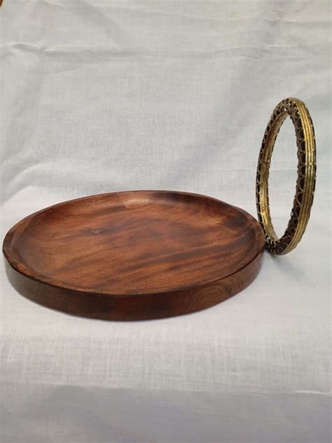 Buy Mahogany Wood And Dhokra Pizza Tray Online At 1450