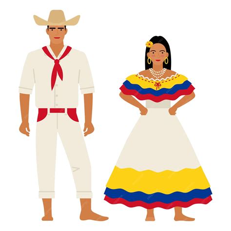 Premium Vector | Girl and young man in colombian folk costume