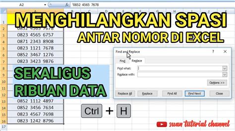 Cara Menghilangkan Spasi Di Antar Nomor Di Excel Youtube