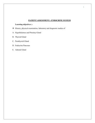 Patient Assessment On Endocrine System Docx