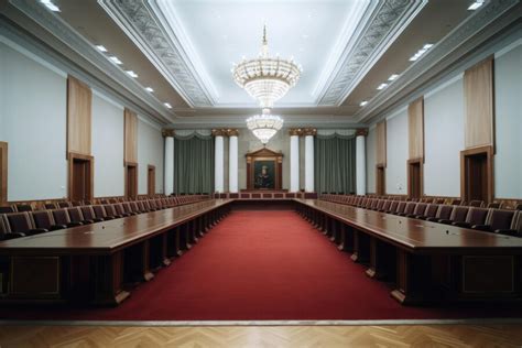 Premium Ai Image Big Governmental Conference Room With A Long Table