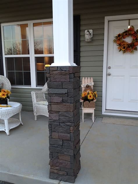 Coffee Stacked Stone Pillar Panels For Outdoor Columns