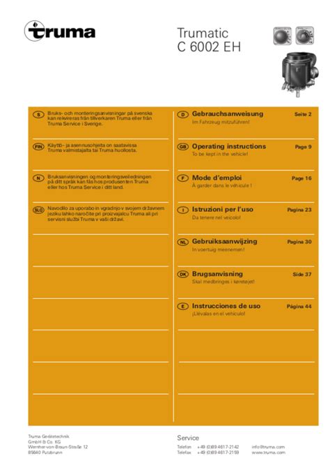 Manual De Usuario Truma Trumatic C Espa Ol P Ginas