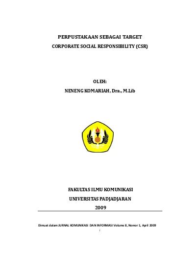 Perpustakaan Sebagai Target Corporate Social Responsibility Csr